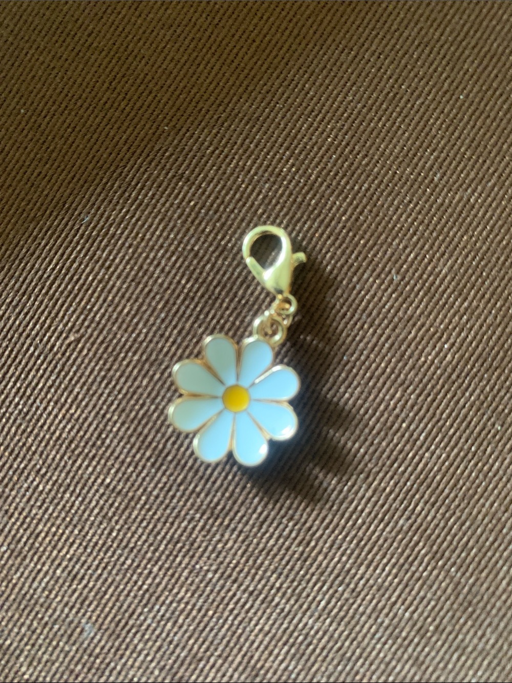 White Daisy Enamel Charm with Yellow Center